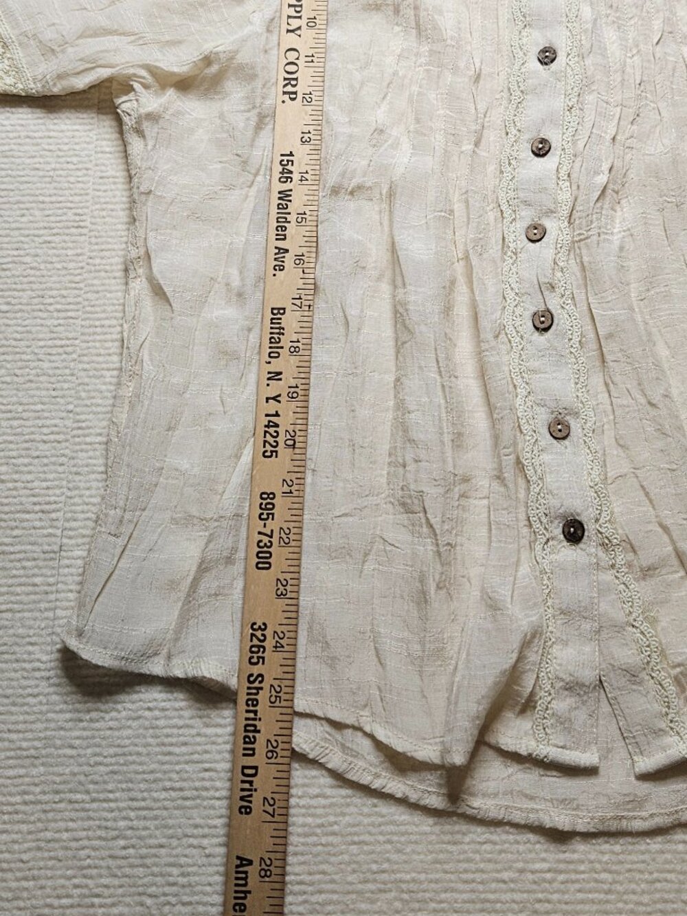 Blue Bird Cream Gauze Boho Blouse - Size Medium - Picture 3 of 8
